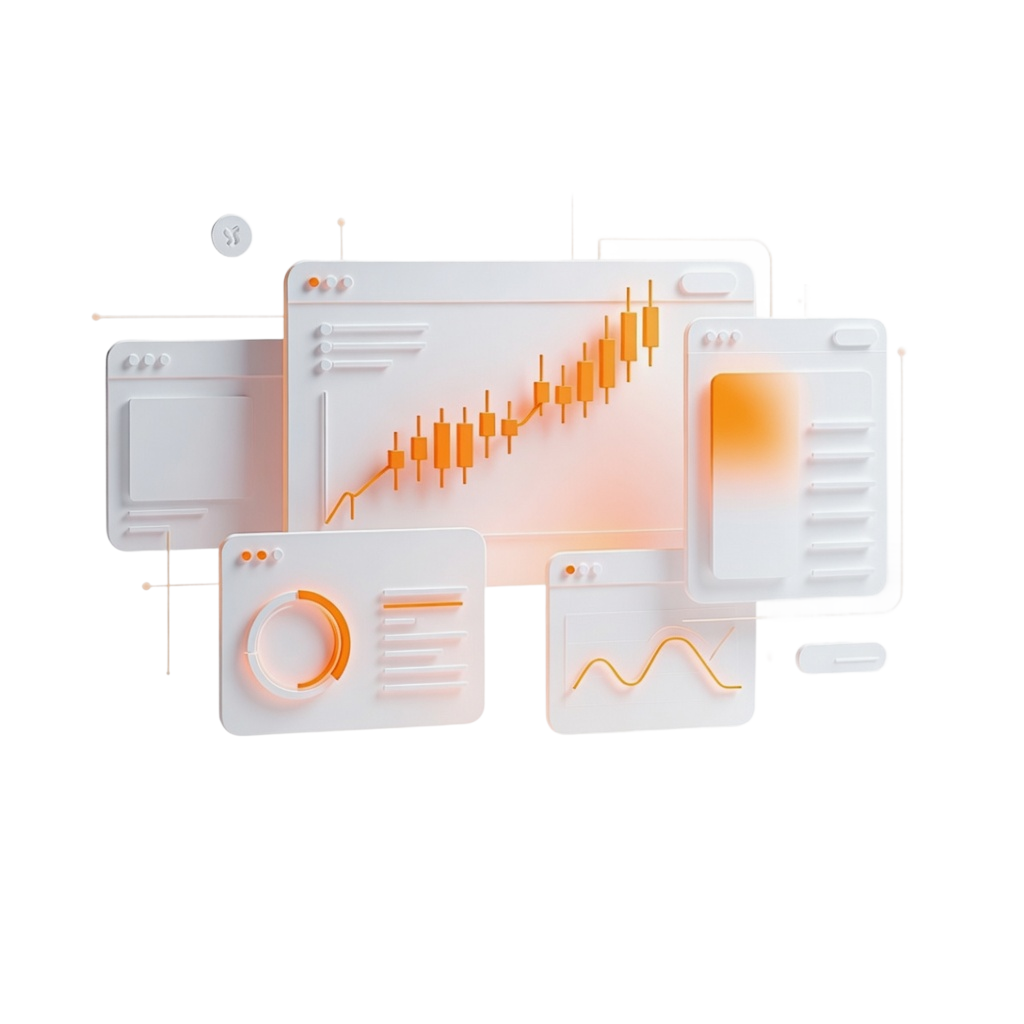 Trading dashboards with charts and candles